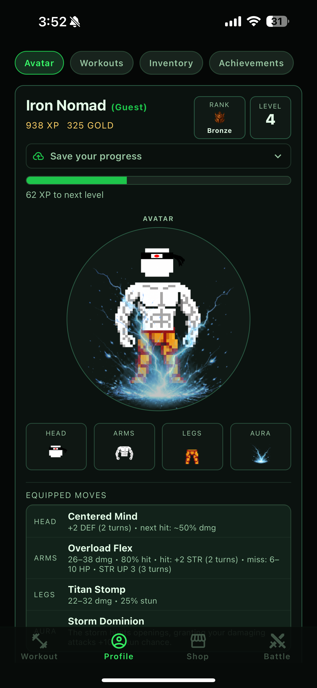GymSaga character profile